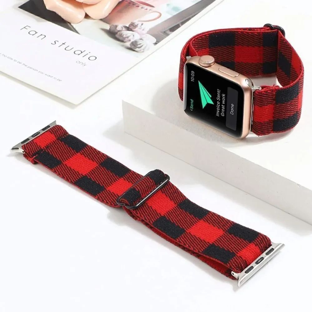 Red Checkered Stretchy Loop Band for Apple Watch